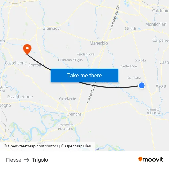 Fiesse to Trigolo map