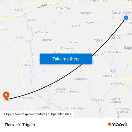 Flero to Trigolo map