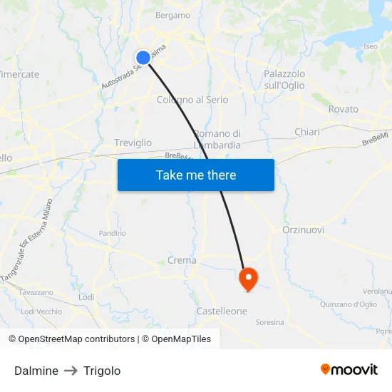 Dalmine to Trigolo map