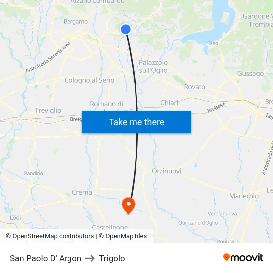San Paolo D' Argon to Trigolo map