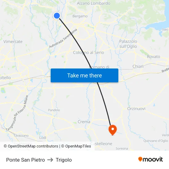 San Pietro Bridge to Trigolo map
