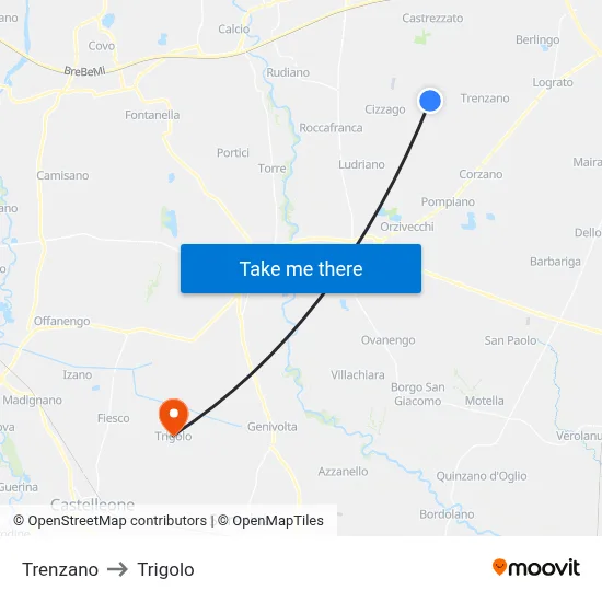 Trenzano to Trigolo map