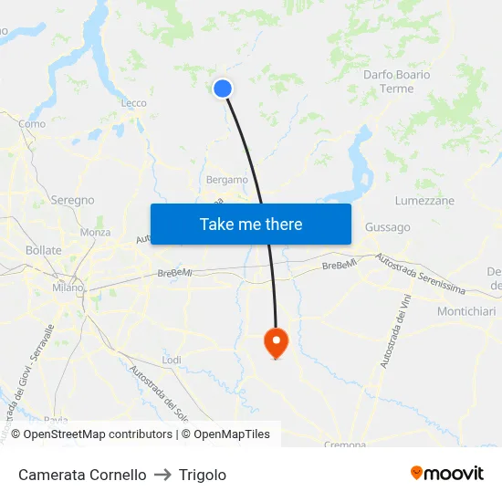 Camerata Cornello to Trigolo map