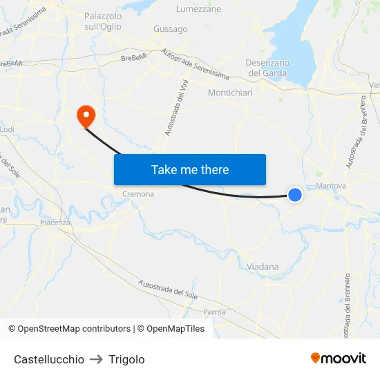 Castellucchio to Trigolo map