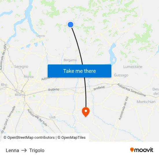 Lenna to Trigolo map