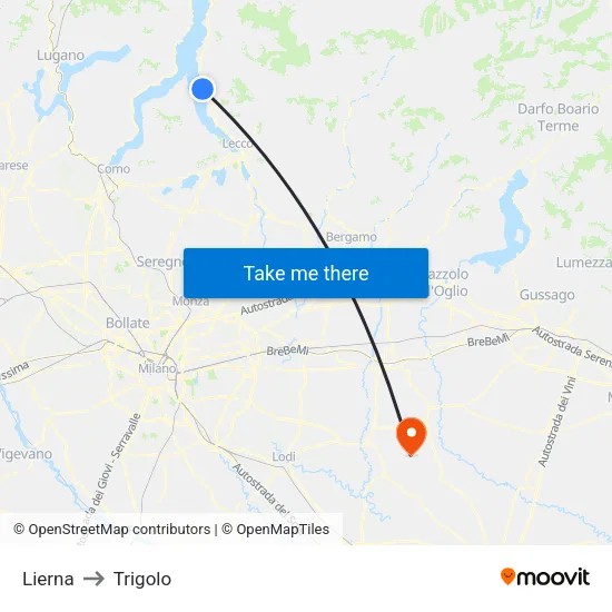 Lierna to Trigolo map