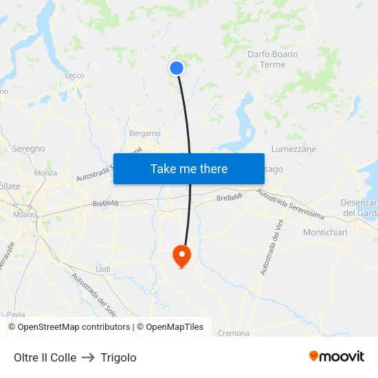 Oltre Il Colle to Trigolo map