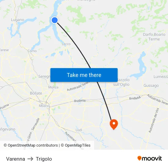 Varenna to Trigolo map