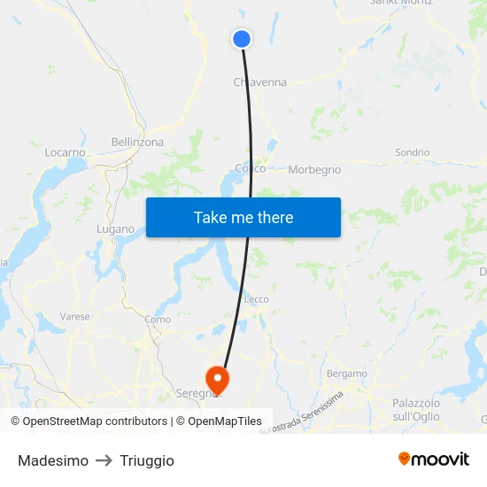 Madesimo to Triuggio map