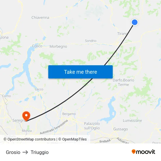 Grosio to Triuggio map