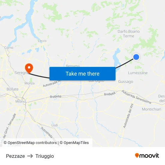 Pezzaze to Triuggio map