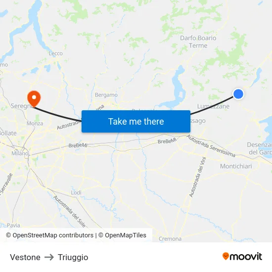 Vestone to Triuggio map