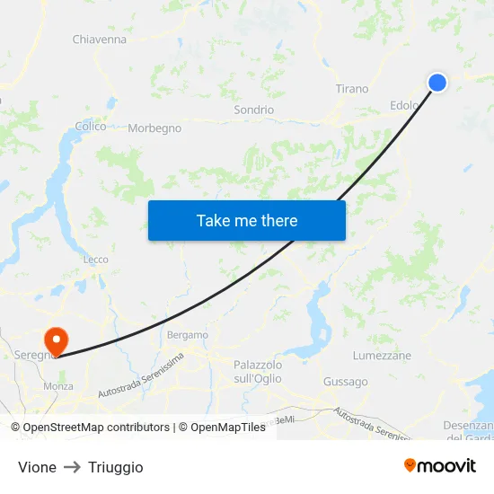 Vione to Triuggio map