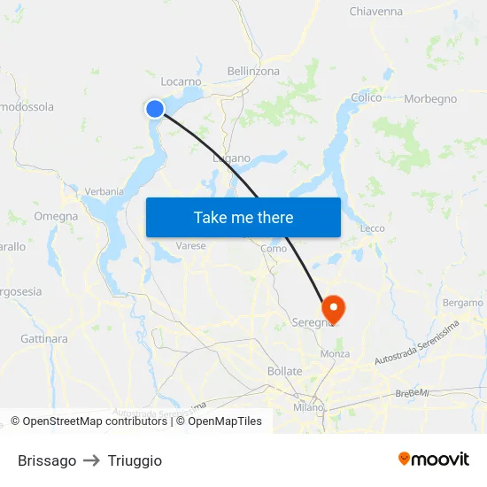 Brissago to Triuggio map