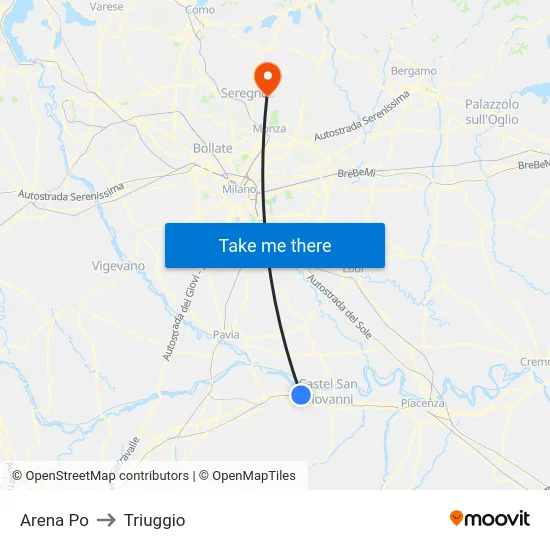 Arena Po to Triuggio map