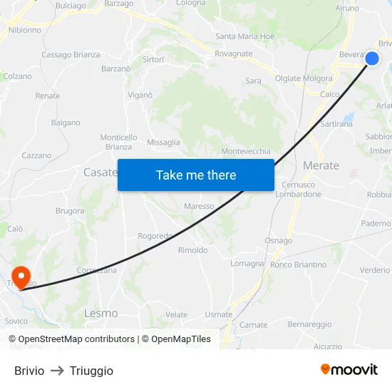 Brivio to Triuggio map