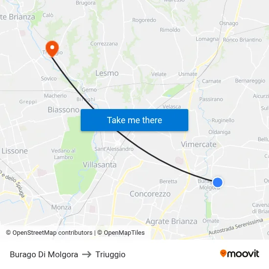 Burago Di Molgora to Triuggio map