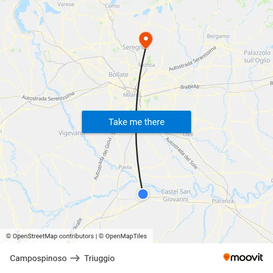 Campospinoso to Triuggio map