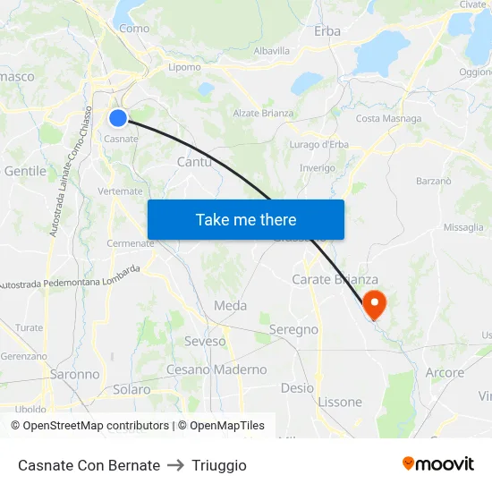 Casnate Con Bernate to Triuggio map