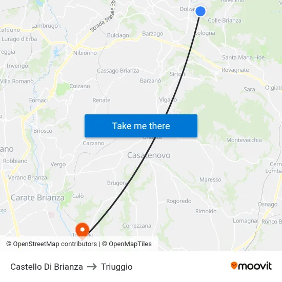 Castello Di Brianza to Triuggio map