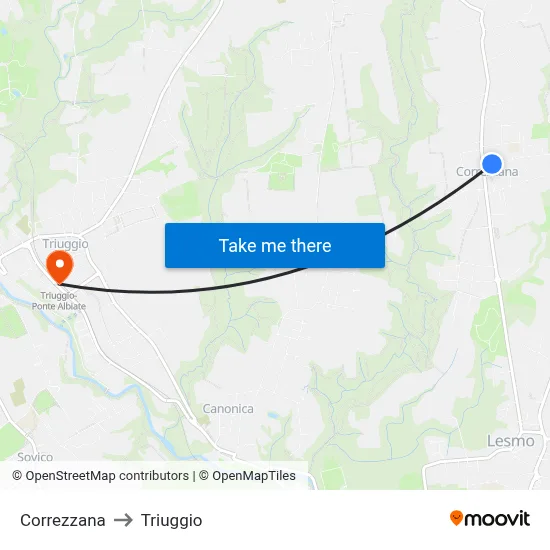 Correzzana to Triuggio map