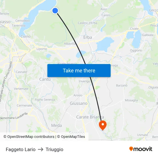 Faggeto Lario to Triuggio map