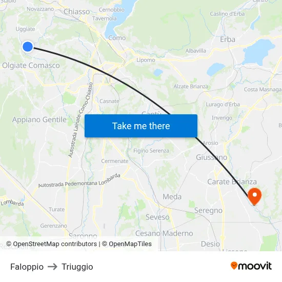 Faloppio to Triuggio map
