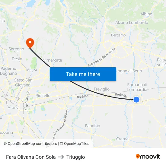 Fara Olivana Con Sola to Triuggio map