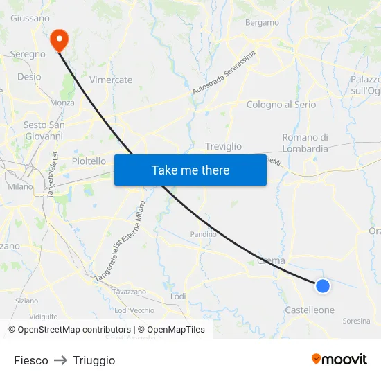 Fiesco to Triuggio map