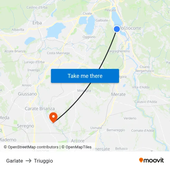 Garlate to Triuggio map