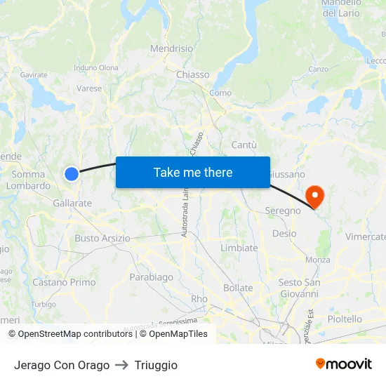 Jerago con Orago to Triuggio map