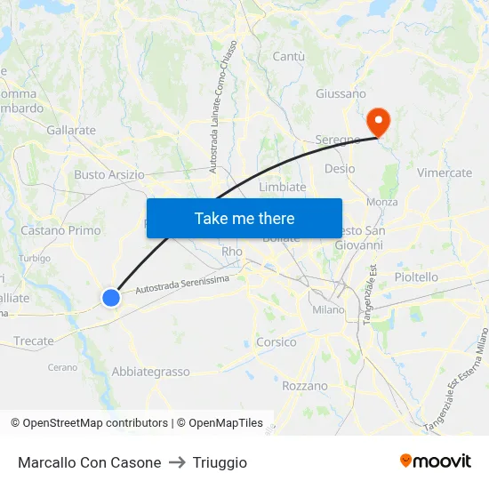 Marcallo con Casone to Triuggio map