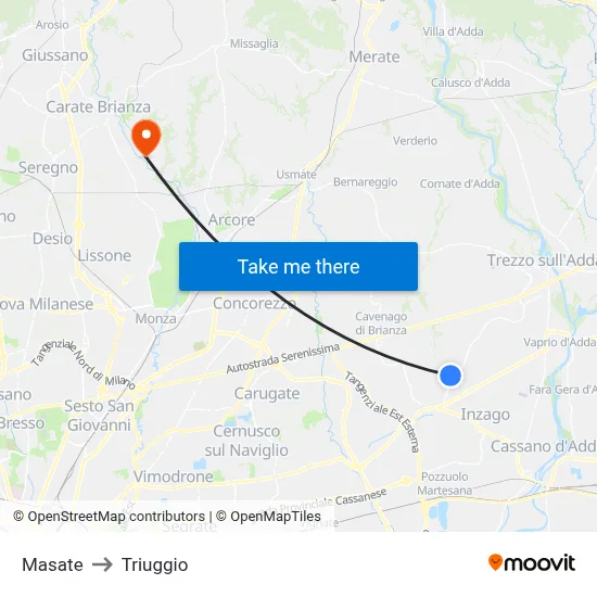 Masate to Triuggio map
