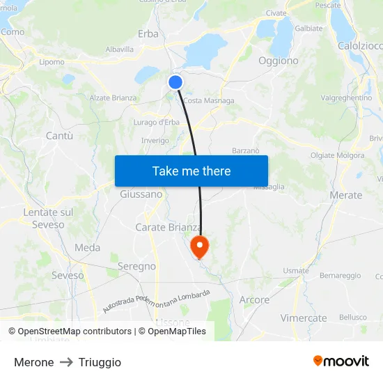 Merone to Triuggio map