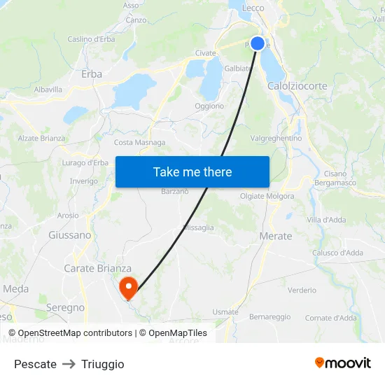 Pescate to Triuggio map