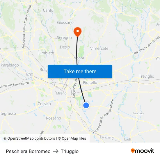 Peschiera Borromeo to Triuggio map