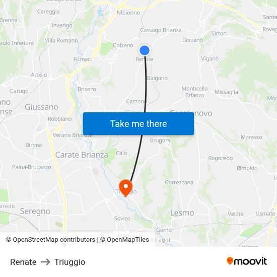 Renate to Triuggio map