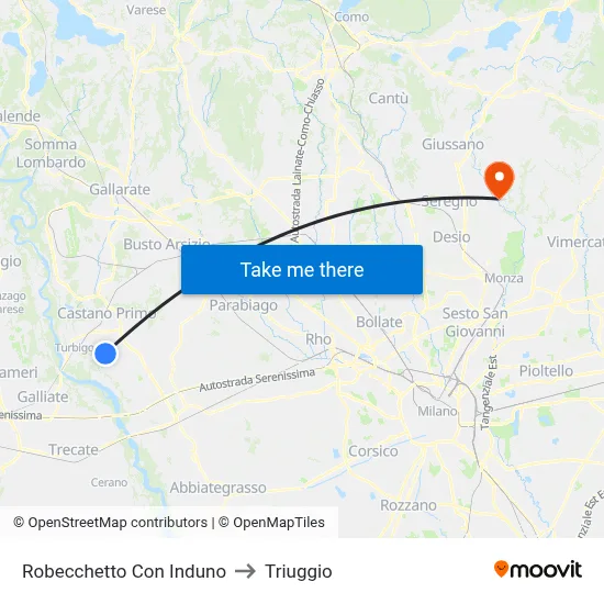 Robecchetto Con Induno to Triuggio map