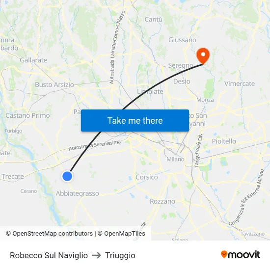Robecco Sul Naviglio to Triuggio map