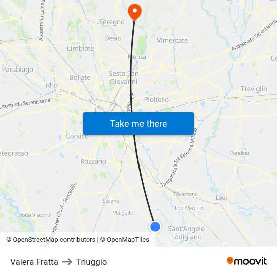 Valera Fratta to Triuggio map