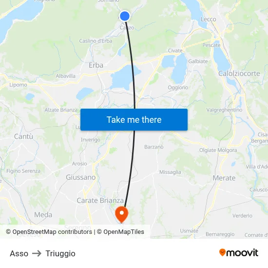 Asso to Triuggio map