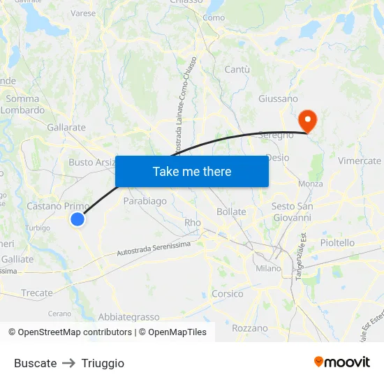 Buscate to Triuggio map