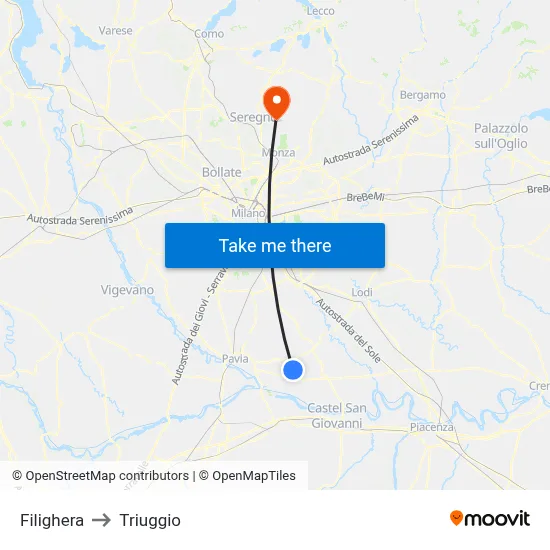 Filighera to Triuggio map