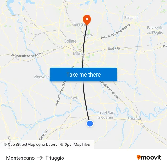 Montescano to Triuggio map