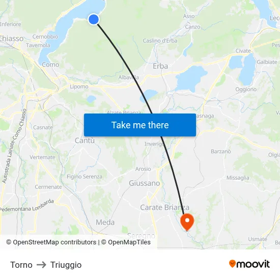 Torno to Triuggio map