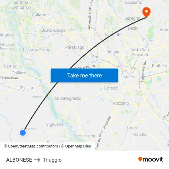 ALBONESE to Triuggio map