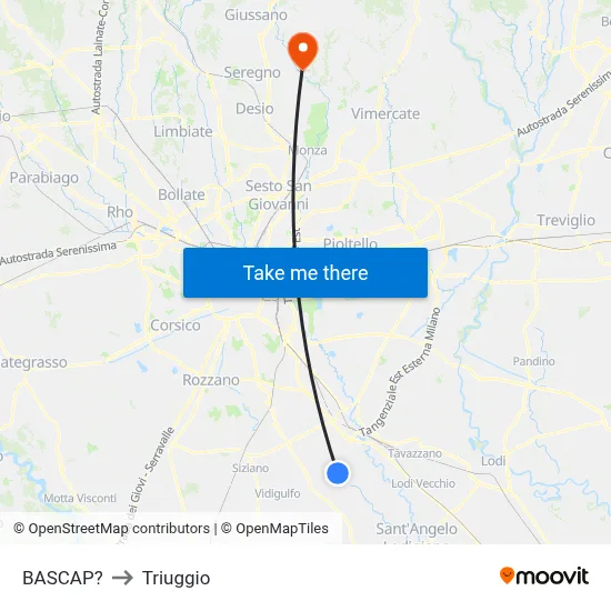 Bascap to Triuggio map