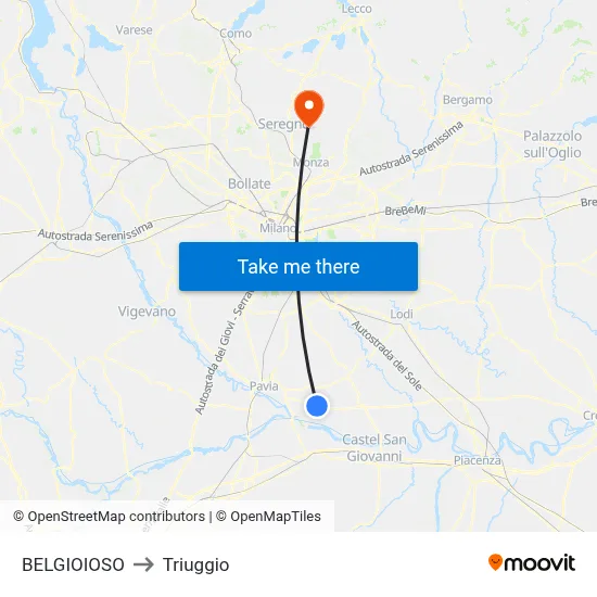 BELGIOIOSO to Triuggio map