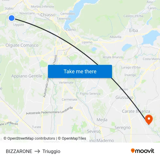 BIZZARONE to Triuggio map