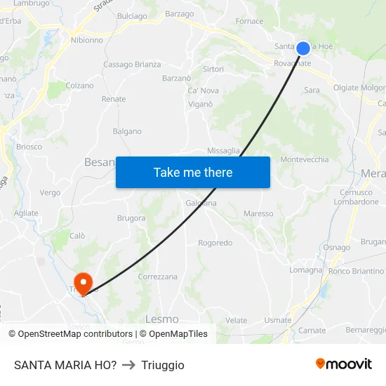 Santa Maria Ho? to Triuggio map